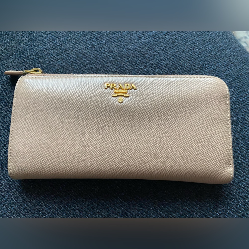 Prada Large Saffiano Leather Wallet, powder pink